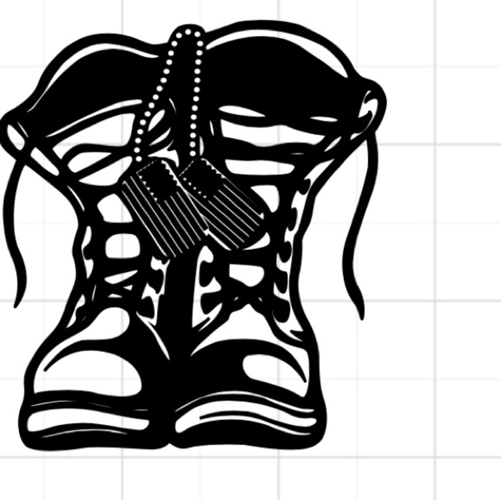 Black Graphic Lace-Up Boots